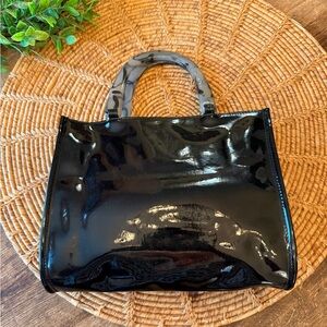 Neiman Marcus Black Patent Small Tote Bag